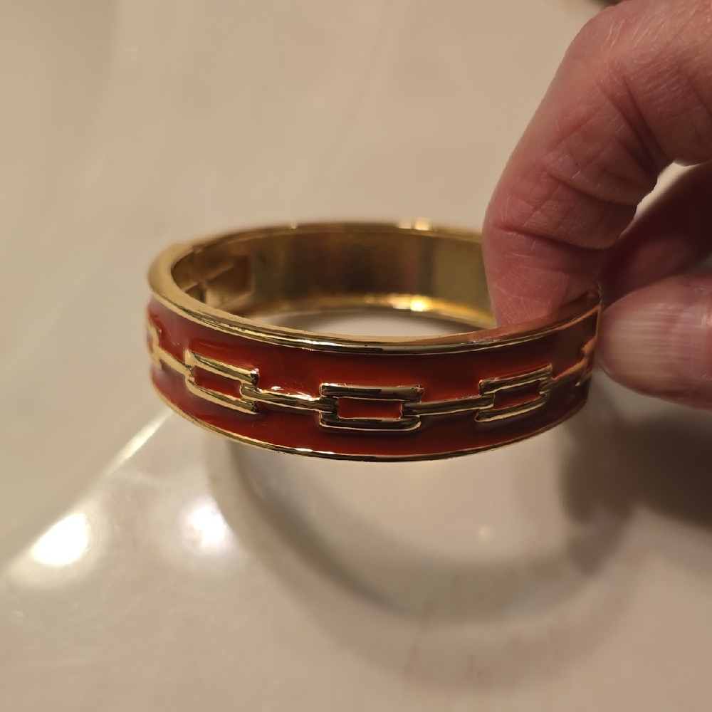 Talbots Gold and Orange Enamel Bracelet